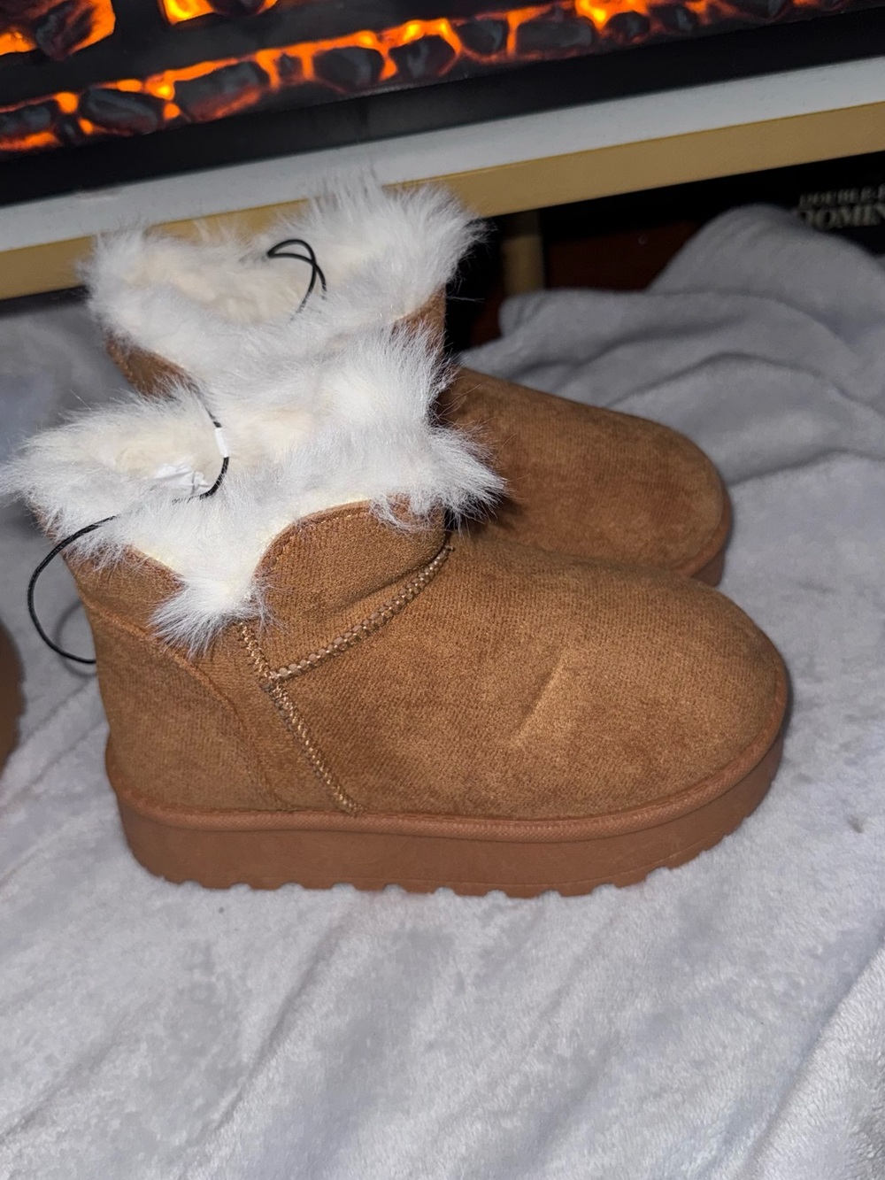 Pop Girls shearling-style boots for girls; sizes available: 11, 12, and 4.
